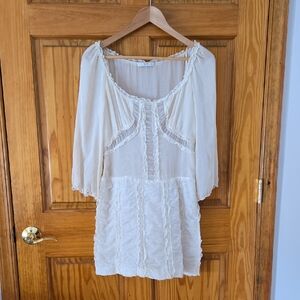 Prada Ivory Lace-Trimmed Top